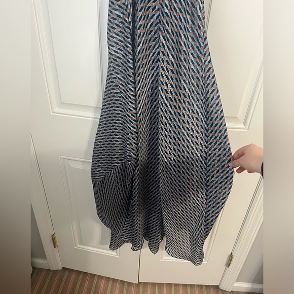 MAJE Richelane Shirred Printed Metallic Jacquard Maxi Dress - Blue - Picture 7 of 7